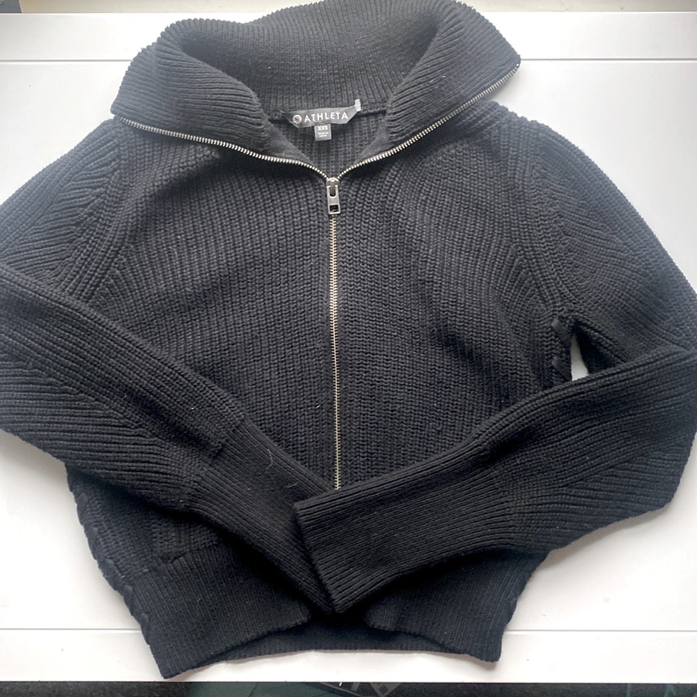 Athleta black zip up sweater black XXS